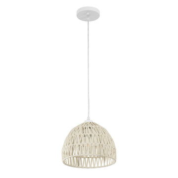 Campana 20" Bohemian Modern Woven Rattan/Iron LED Pendant